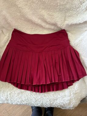 Women’s Pleated Skater Skirt in Deep Wine Red